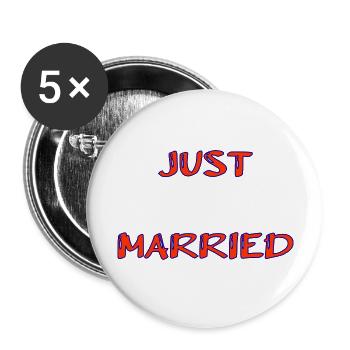 ICH HABE GERADE GEHEIRATET. Junggesellinnenabschied. HEILIGER VALENTINSTAG. PAAR. HERZ - Buttons groß 56 mm (5er Pack) - Weiß - Vorne
