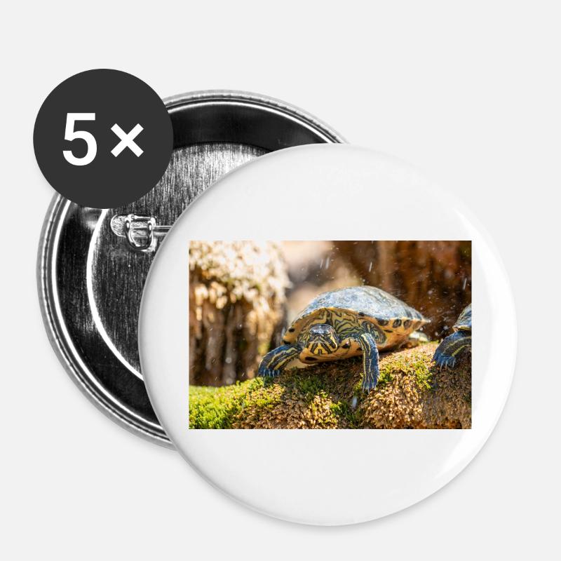 Gelbbauch-Slider Trachemys scripta scripta - Buttons groß 56 mm (5er Pack) - Weiß