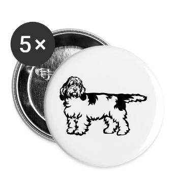 Petit Basset Griffon Vendeen - Lot de 5 grands badges (56 mm) - blanc - Devant