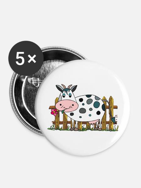 Kuh - Buttons groß 56 mm (5er Pack) - Weiß