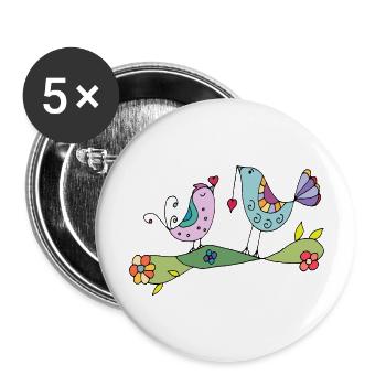 Birds - Buttons large 2.2''/56 mm (5-pack) - white - Front