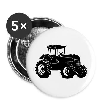 Tracteur - Lot de 5 grands badges (56 mm) - blanc - Devant