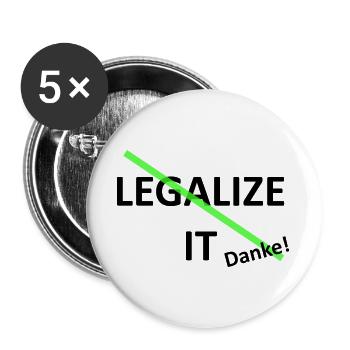 Legalize it weed Marihuana - Buttons groß 56 mm (5er Pack) - Weiß - Vorne