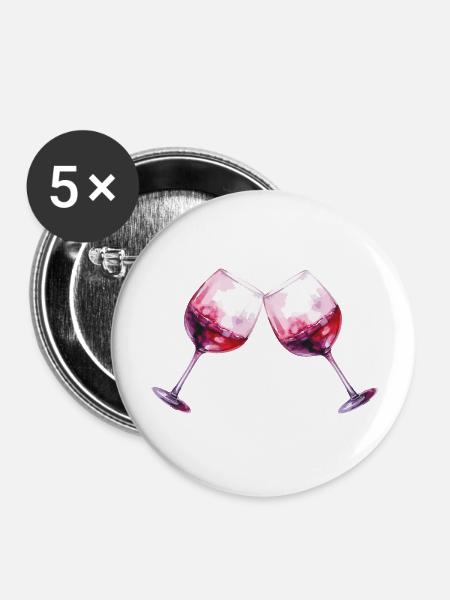 weingläser 2 - Buttons groß 56 mm (5er Pack) - Weiß