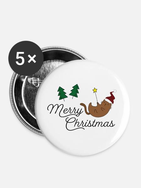 Lustige Weihnachtsgeschenke - Buttons groß 56 mm (5er Pack) - Weiß