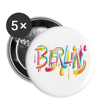 Berlin Graffiti - Buttons large 2.2''/56 mm (5-pack) - white - Front