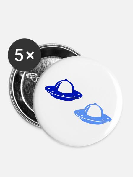 ufos - Buttons groß 56 mm (5er Pack) - Weiß