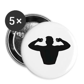 Fitnessstudio - Buttons groß 56 mm (5er Pack) - Weiß - Vorne