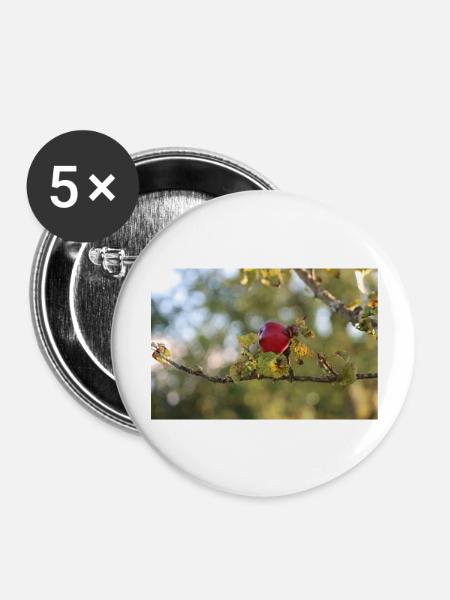 Der rote Apfel - Buttons groß 56 mm (5er Pack) - Weiß