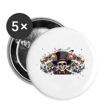 Squelettes - Lot de 5 grands badges (56 mm) - blanc - Devant