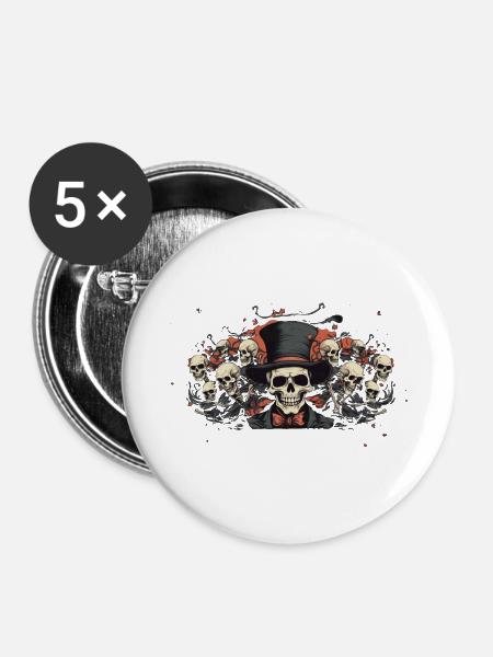 Skeletons - Buttons large 2.2''/56 mm (5-pack) - white