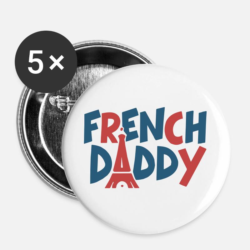 Elegant Design: French Daddy Daddy Daddy Gift - Buttons large 2.2''/56 mm (5-pack) - white
