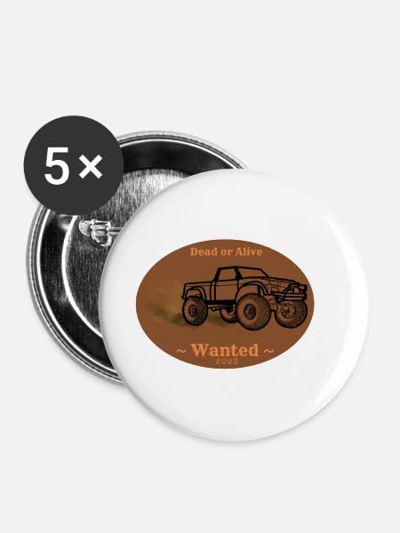Truck „Wanted“ - Buttons groß 56 mm (5er Pack) - Weiß