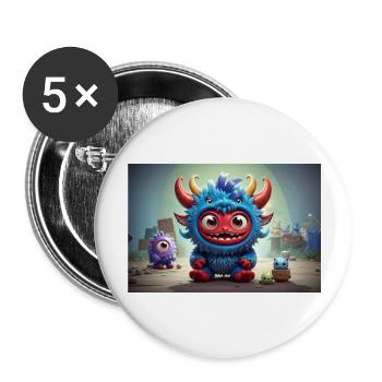 Monster: 4 - Buttons groß 56 mm (5er Pack) - Weiß - Vorne