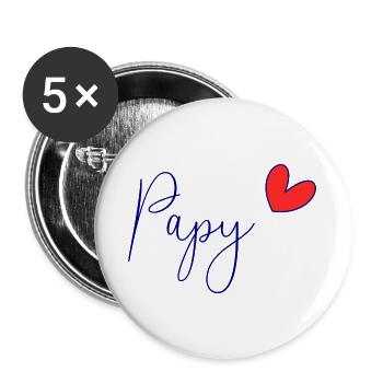 CHRISTMAS. YEAR. ANNIVERSARY. RETIREMENT. DAD. MAMAM. - Buttons large 2.2''/56 mm (5-pack) - white - Front