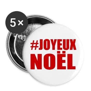 NOËL. ANNEE. ANNIVERSAIRE. RETRAITE. FÊTE DES PERE - Lot de 5 grands badges (56 mm) - blanc - Devant