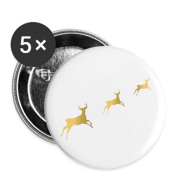 Goldene Rentiere - Buttons groß 56 mm (5er Pack) - Weiß - Vorne