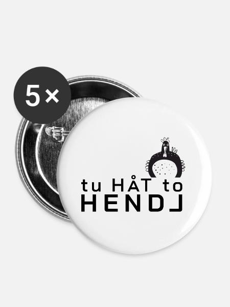 Hendl black2 - Buttons groß 56 mm (5er Pack) - Weiß