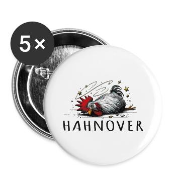 hahnover hangover illustration hendl hahn - Buttons groß 56 mm (5er Pack) - Weiß - Vorne