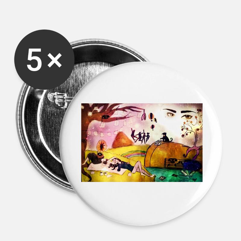 abstract art - Buttons large 2.2''/56 mm (5-pack) - white