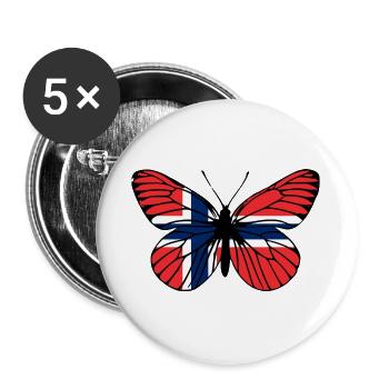 Norwegen Flaggen Schmetterling - Buttons groß 56 mm (5er Pack) - Weiß - Vorne