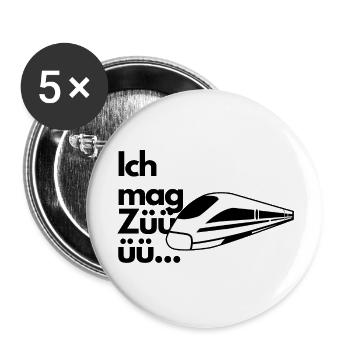 Ich mag Züge - Buttons groß 56 mm (5er Pack) - Weiß - Vorne