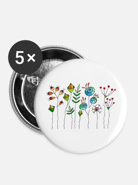 Blumen - Buttons groß 56 mm (5er Pack) - Weiß