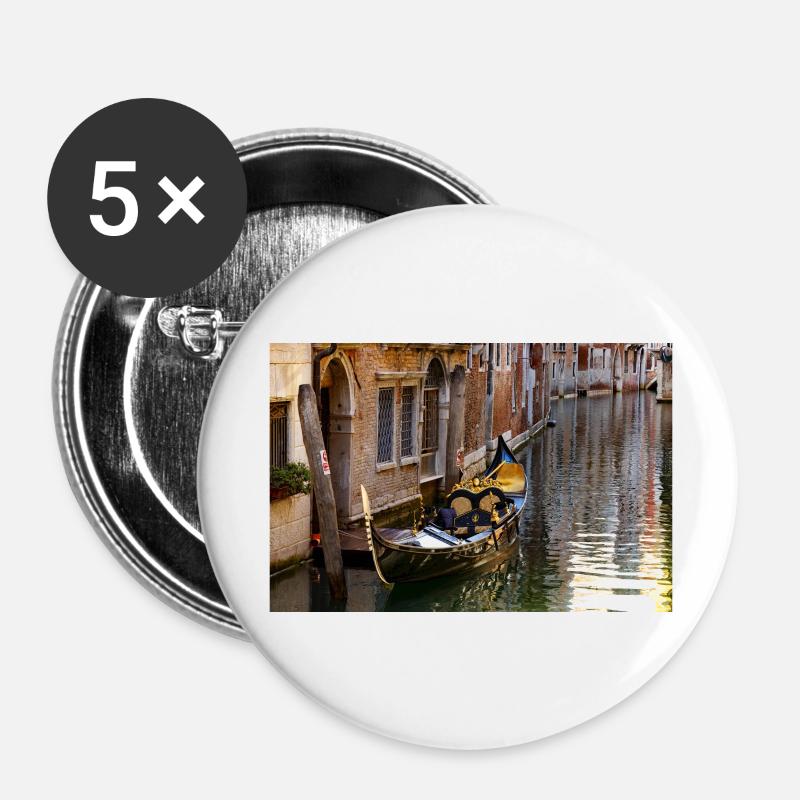 Gondola in Venice - Buttons large 2.2''/56 mm (5-pack) - white