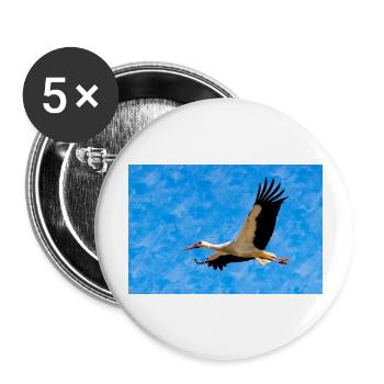 Storch im Flug - Buttons groß 56 mm (5er Pack) - Weiß - Vorne