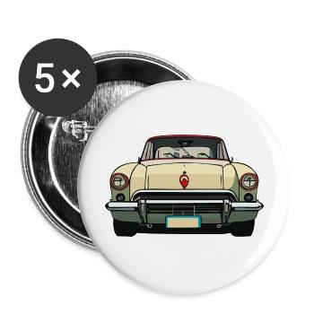 Oldtimer-Spielzeugauto - Buttons groß 56 mm (5er Pack) - Weiß - Vorne