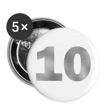 Anniversaire 10 ans - Lot de 5 grands badges (56 mm) - blanc - Devant