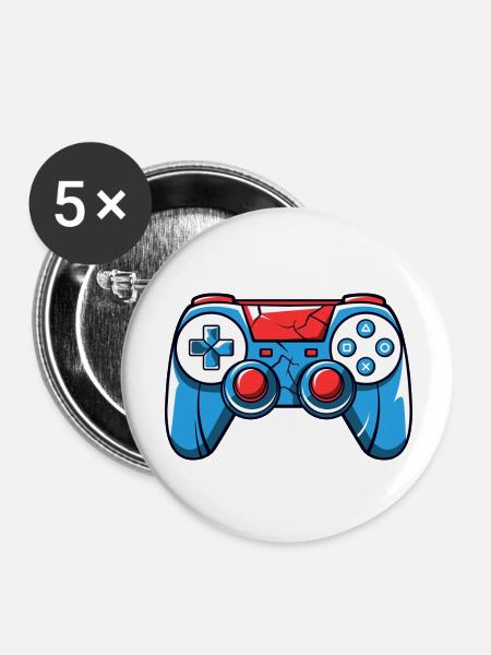 Gamer Controller Logo - Buttons groß 56 mm (5er Pack) - Weiß