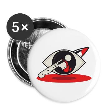 Logo Couteau dans l’œil - Lot de 5 grands badges (56 mm) - blanc - Devant