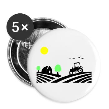 Tractor Farm - Buttons large 2.2''/56 mm (5-pack) - white - Front