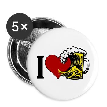 I Love Beer - Buttons large 2.2''/56 mm (5-pack) - white - Front