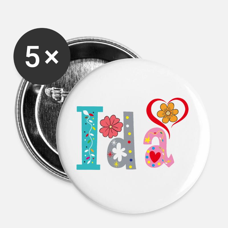 Personalized Ida Name - Buttons large 2.2''/56 mm (5-pack) - white