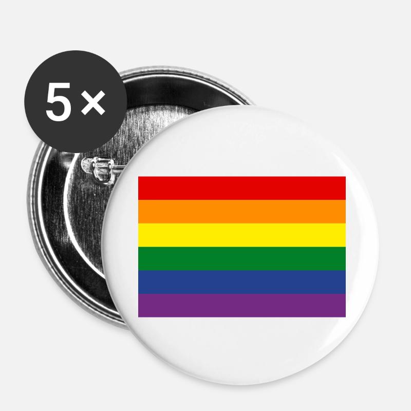 Rainbow flag - Buttons large 2.2''/56 mm (5-pack) - white