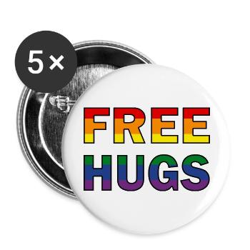 Free Hugs Rainbow Flag - Buttons large 2.2''/56 mm (5-pack) - white - Front
