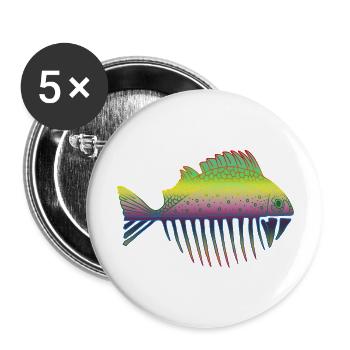 Poisson - Lot de 5 grands badges (56 mm) - blanc - Devant