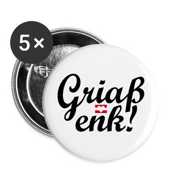 Austrian dialect Griaß enk! - Buttons large 2.2''/56 mm (5-pack) - white - Front