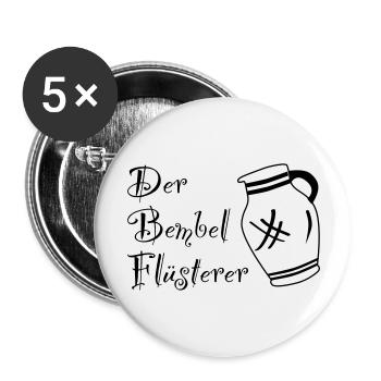 Der Bembelflüsterer - Pssst! Horsche ma her! #FFM - Buttons groß 56 mm (5er Pack) - Weiß - Vorne