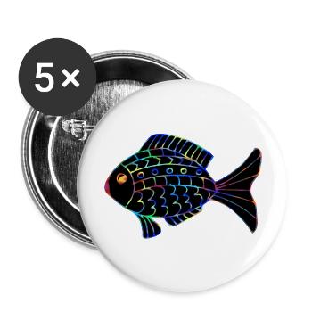 Poisson - Lot de 5 grands badges (56 mm) - blanc - Devant