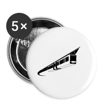 Wuppertal suspension railway black/white - Buttons large 2.2''/56 mm (5-pack) - white - Front