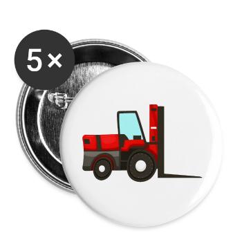 Chariot élévateur rouge - Lot de 5 grands badges (56 mm) - blanc - Devant