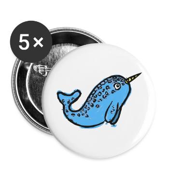 Süße Narwal Illustration - Buttons groß 56 mm (5er Pack) - Weiß - Vorne