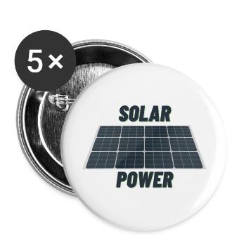 Solar Power Photovoltaik Modul Nachhaltigkeit - Buttons groß 56 mm (5er Pack) - Weiß - Vorne