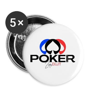 POKER Elegance "Zero bluff Poker outfit"  - Lot de 5 grands badges (56 mm) - blanc - Devant