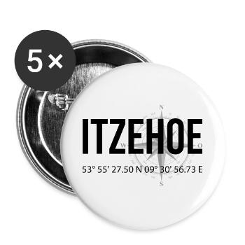 Koordinaten Itzehoe - Buttons groß 56 mm (5er Pack) - Weiß - Vorne