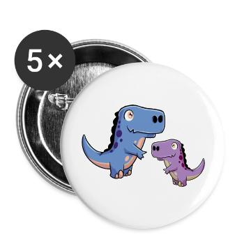 Dinosaurus Dino Uhrzeit Steinzeit Kinder Baby Kind - Buttons groß 56 mm (5er Pack) - Weiß - Vorne