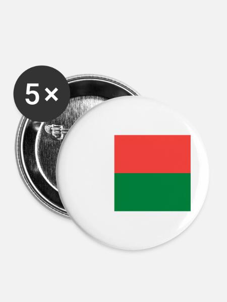 Flagge von Madagaskar - Buttons groß 56 mm (5er Pack) - Weiß